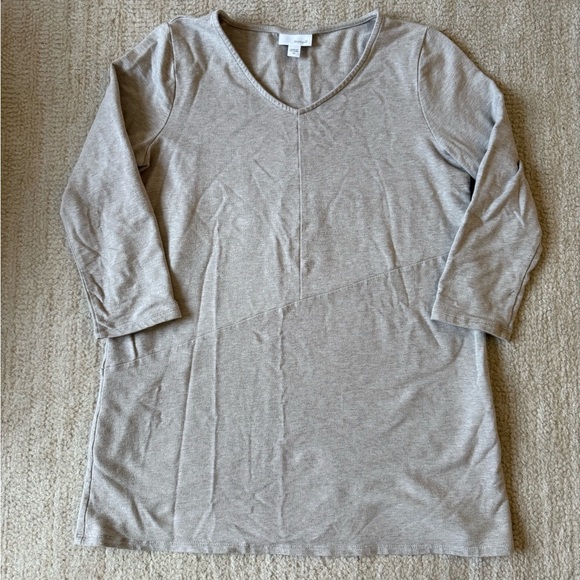 PURE JILL J JILL WOMEN’S 3/4 SLEEVE TUNIC TOP BEIGE SIZE XS PIMA COTTON CASUAL - Picture 1 of 6